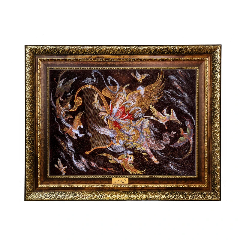 تابلو فرش ماشینی نقش نگار رضوی طرح مینیاتور کد 1461KH