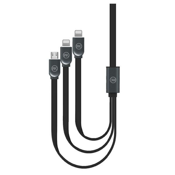 کابل تبدیل USB به microUSB و لایتنینگ دابلیو کی مدل Platinum به طول 1 متر کابل تبدیل USB به microUSB و لایتنینگ دابلیو کی مدل Platinum به طول 1 متر