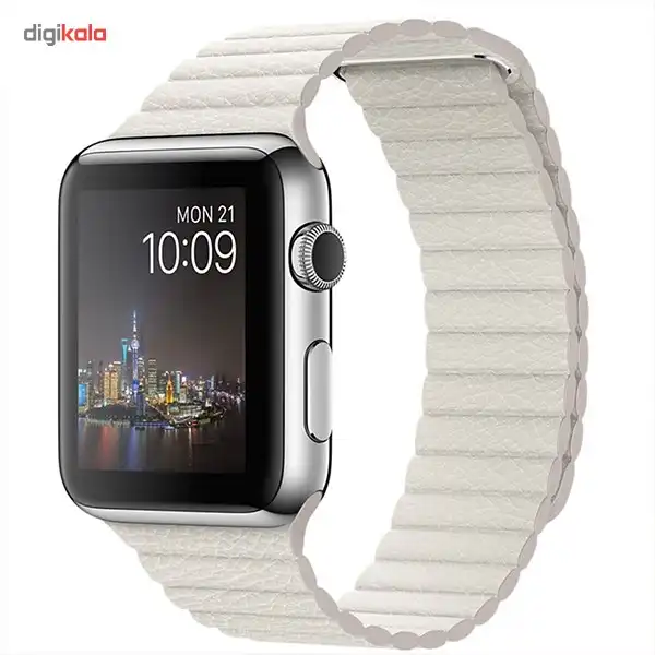 ساعت هوشمند اپل واچ مدل 42mm Steel Case with Large White Leather Loop Band