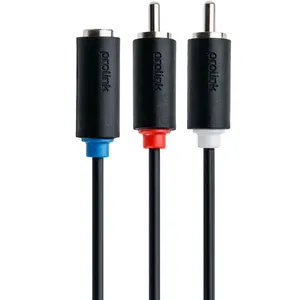 کابل تبدیل 2 جک RCA به سوکت 3.5 میلی متری پرولینک مدل PB153-0030 طول 0.3 متر