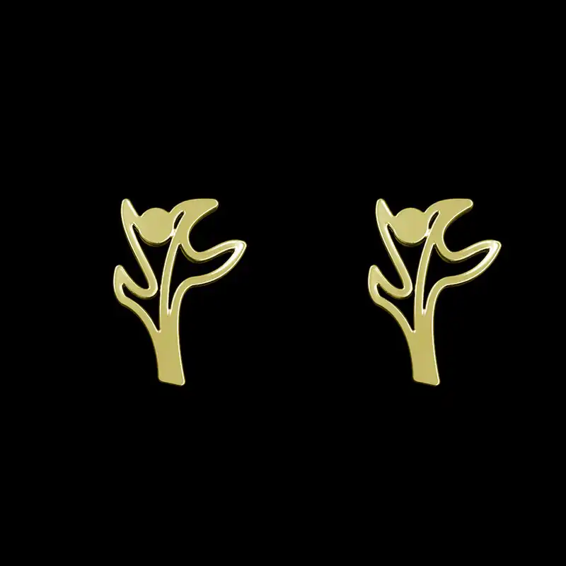 گوشواره طلا 18 عیار زنانه مدوپد مدل برگ کد GA1-16014