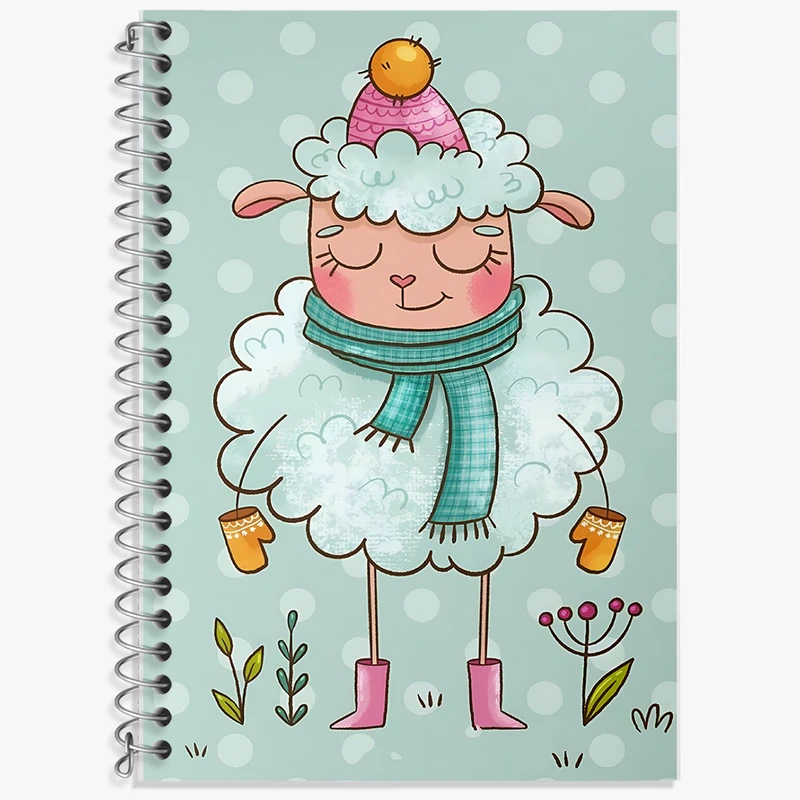 دفتر زبان 50 برگ خندالو مدل دو خط طرح گوسفند بامزه کد F8359