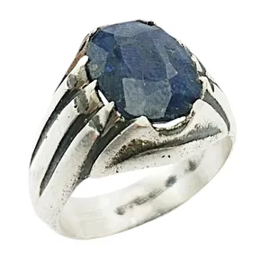 انگشتر نقره مردانه مدل یاقوت کبود آفریقایی کد 35260121