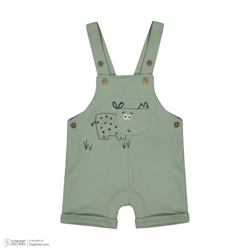 ست تیشرت آستین کوتاه و سرهمی نوزادی ایندیگو مدل 13223 رنگ سبز