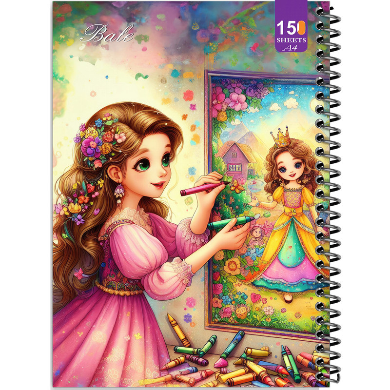 دفتر نقاشی 150 برگ انتشارات بله مدل رحلی طرح فانتزی دختر طراح کد A4-P104