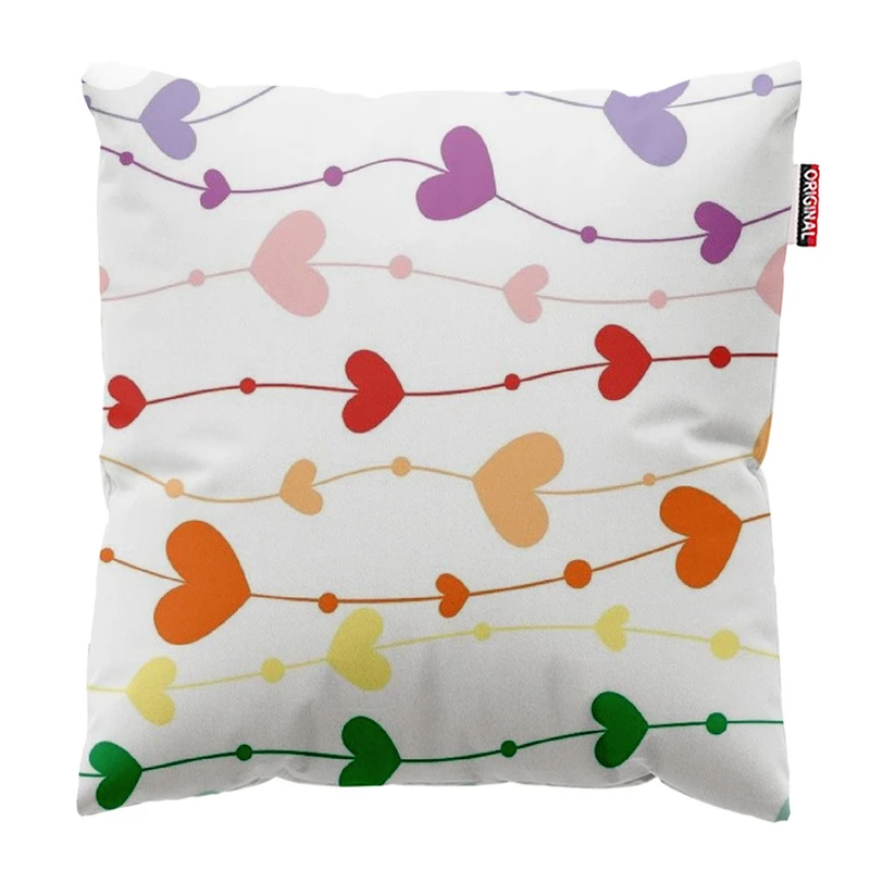 کوسن پاد آفرین طرح قلب های رنگی کد 3245 سایز 30*30 سانتی متر