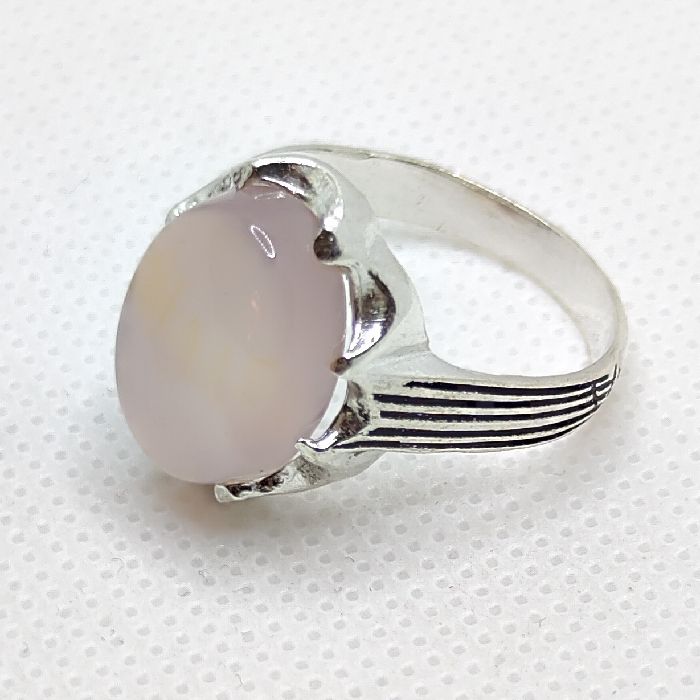 انگشتر نقره مردانه مدل سنگ عقیق رضوی رکاب دست ساز کد 4700 -  - 5