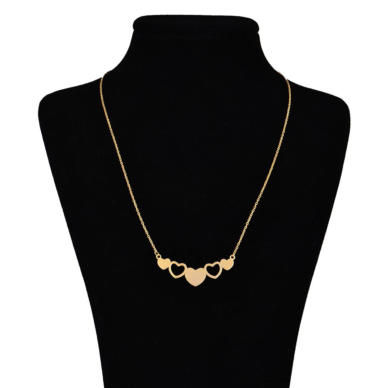 گردنبند طلا 18 عیار زنانه ماهک مدل MM0357 طرح پنج قلب -  - 1
