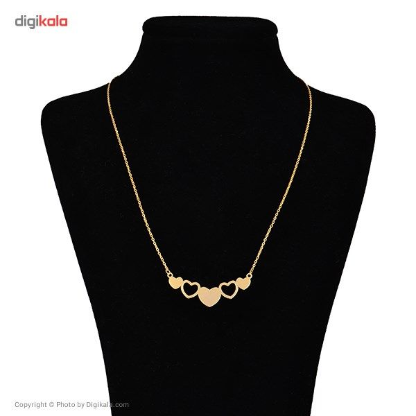 گردنبند طلا 18 عیار زنانه ماهک مدل MM0357 طرح پنج قلب -  - 2