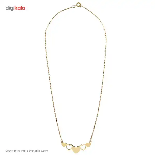 گردنبند طلا 18 عیار زنانه ماهک مدل MM0357 طرح پنج قلب