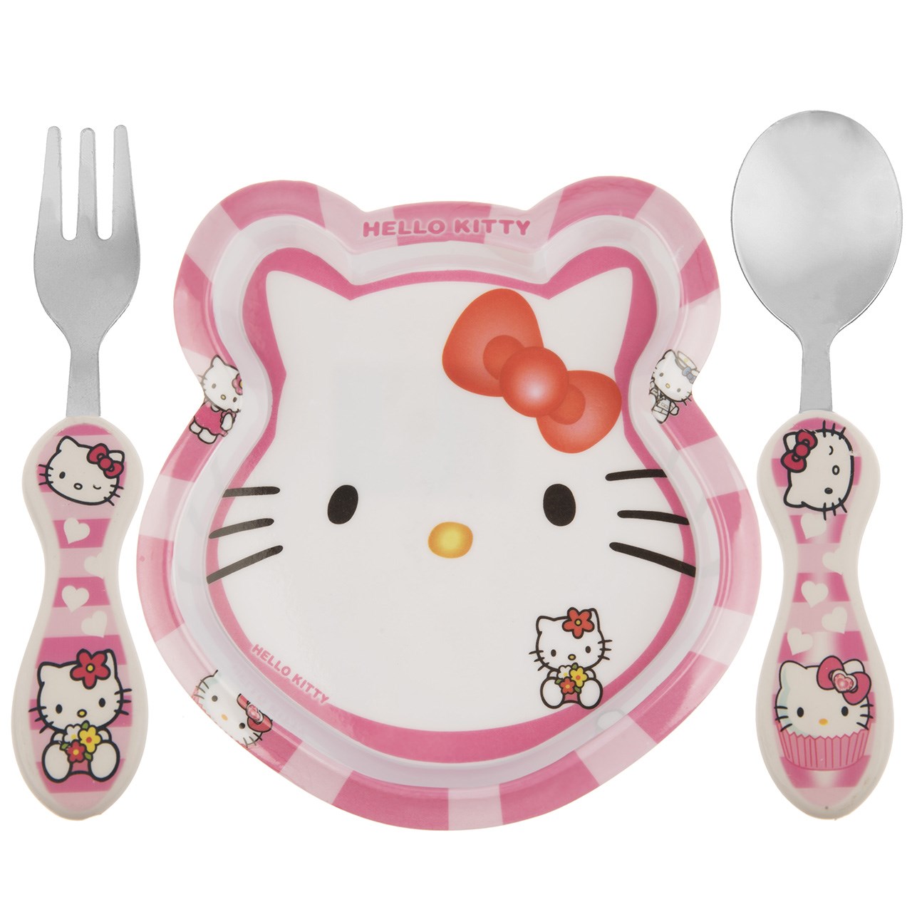 ست 3 تکه غذاخوری کودک کیدکر مدل Hello Kitty