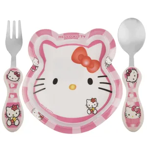 ست 3 تکه غذاخوری کودک کیدکر مدل Hello Kitty