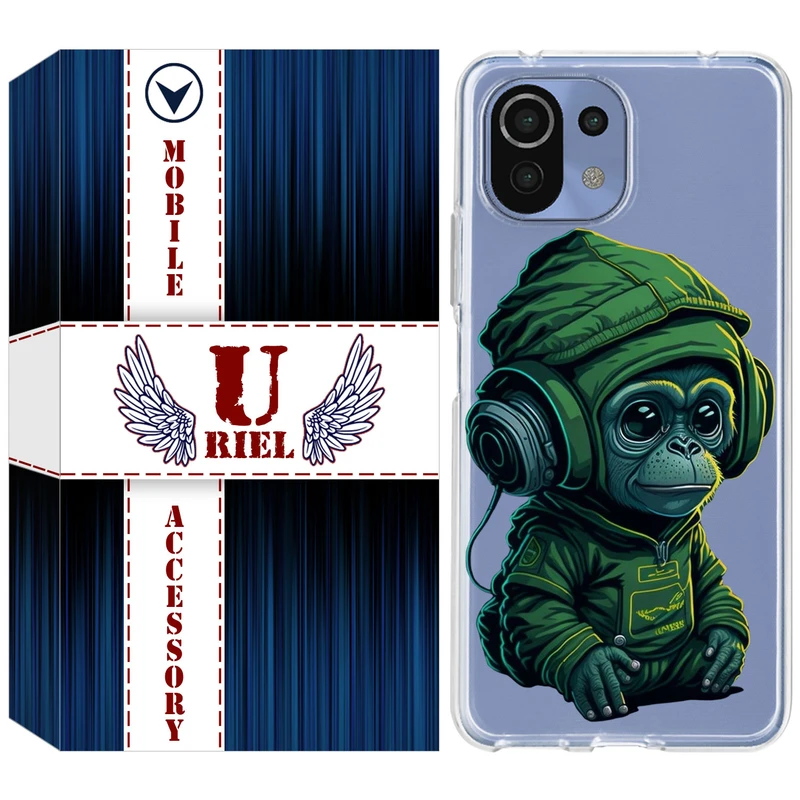 کاور یوریل مدل Clear کد 45 طرح میمون مناسب برای گوشی موبایل شیائومی Mi 11 Lite / 11 Lite 5G NE