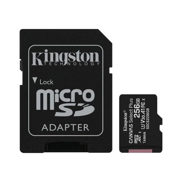 کارت حافظه microSDXC کینگستون مدل CANVAS کلاس 10 استاندارد UHS-I U3 سرعت 100MBps ظرفیت 256 گیگابایت همراه با آداپتور SD کارت حافظه microSDXC کینگستون مدل CANVAS کلاس 10 استاندارد UHS-I U3 سرعت 100MBps ظرفیت 256 گیگابایت همراه با آداپتور SD
