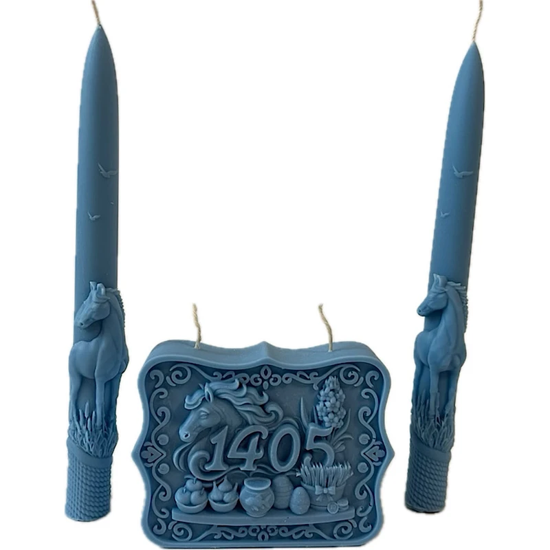 شمع دست‌ساز بدون‌بو مدل ست نوروز زمان اتمام 3 ساعت مجموعه 3 عددی