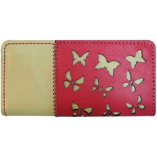 کیف پول چرم طبیعی گالری روژه طرح پروانه