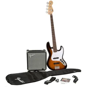 پکیج گیتار باس فندر مدل Squier Affinity Jazz Bass brown sunburst