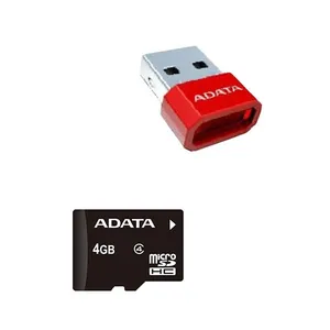 کارت حافظه‌ microSDHC ای دیتا مدل Premier کلاس 4 استاندارد  UHS-I U1 سرعت 50MBps ظرفیت 4 گیگابایت به همراه کارتخوان