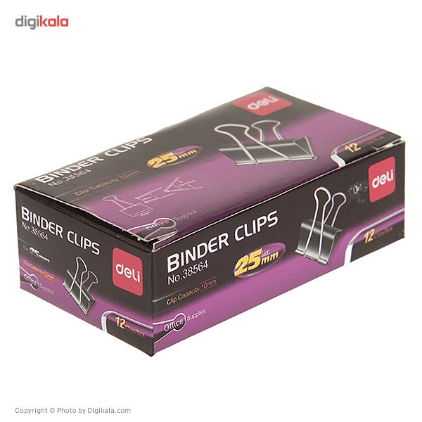 گیره کاغذ دلی سایز 25 میلی متر مدل E38564 - بسته 12 عددی