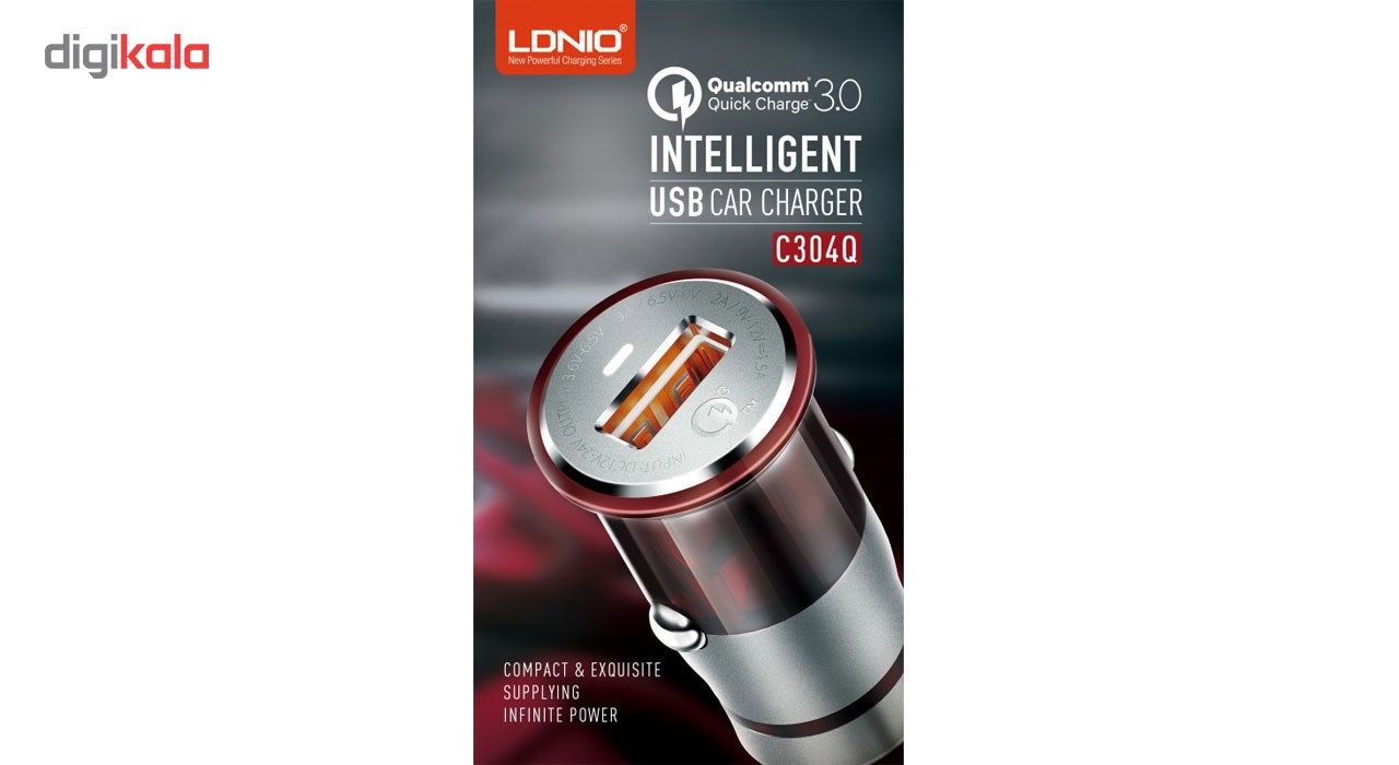 شارژر فندکی الدینیو مدل C304Q به همراه کابل ios main 1 3