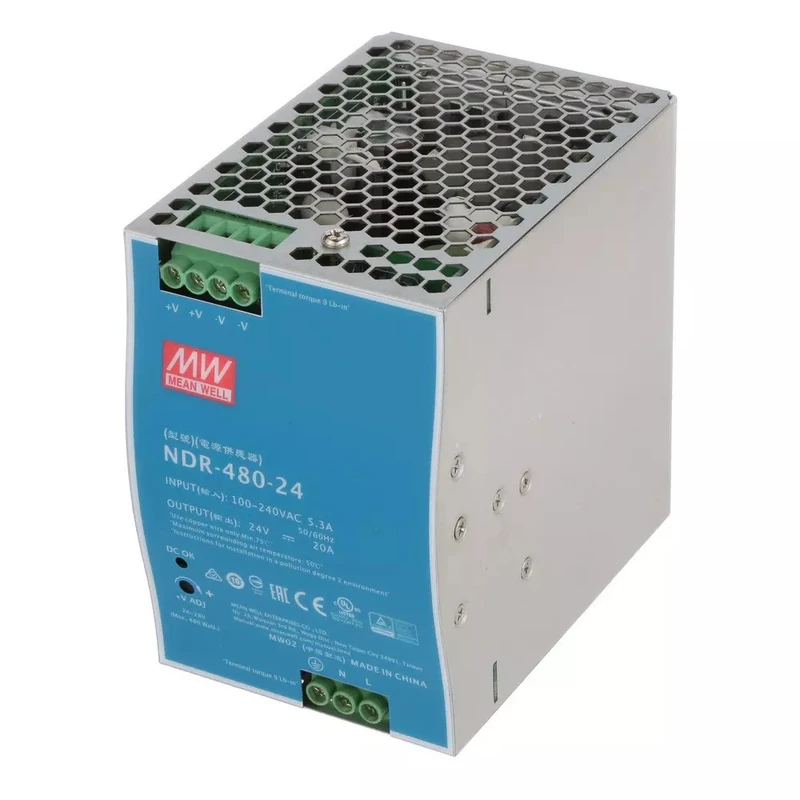 منبع تغذیه 24 ولت 20 آمپر مینول مدل NDR-480-24