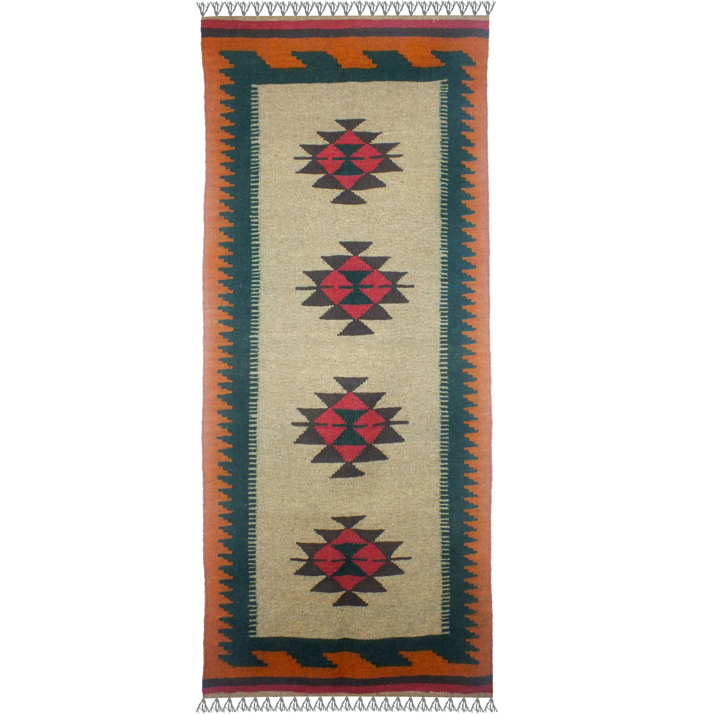 گلیم دستبافت کناره طول دو متر آریا راگز کد ksr 23401