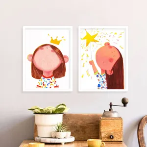 تابلو کودک و نوزاد مدل دختر و ستاره کد 975 مجموعه 2 عددی