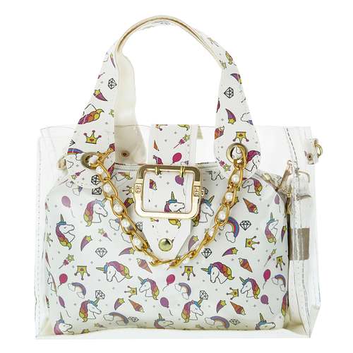 کیف دستی دخترانه مدل  کیف دخترانه مدل فشن طرح شیشه ای اسب تک شاخ