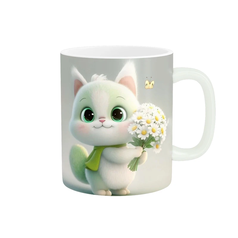 ماگ زیگورات مدل گربه و دسته گل کد 2767