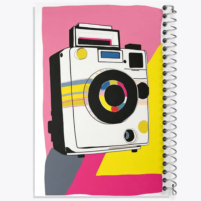 دفتر ژورنال نویسی 50 برگ خندالو مدل نقطه ای طرح دوربین عکاسی کد F2733