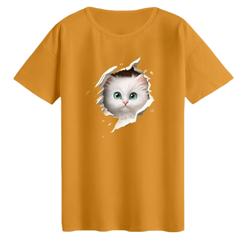 تی‌شرت لانگ آستین کوتاه زنانه مدل گربه کد 03 