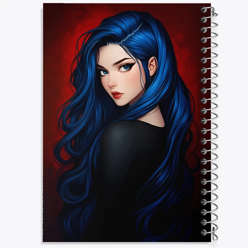 دفتر شطرنجی 50 برگ خندالو طرح دختر مو آبی کد F6598