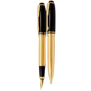 Europen Fort Ballpoint Pen and Fountain Pen Set - With Golden Clip
