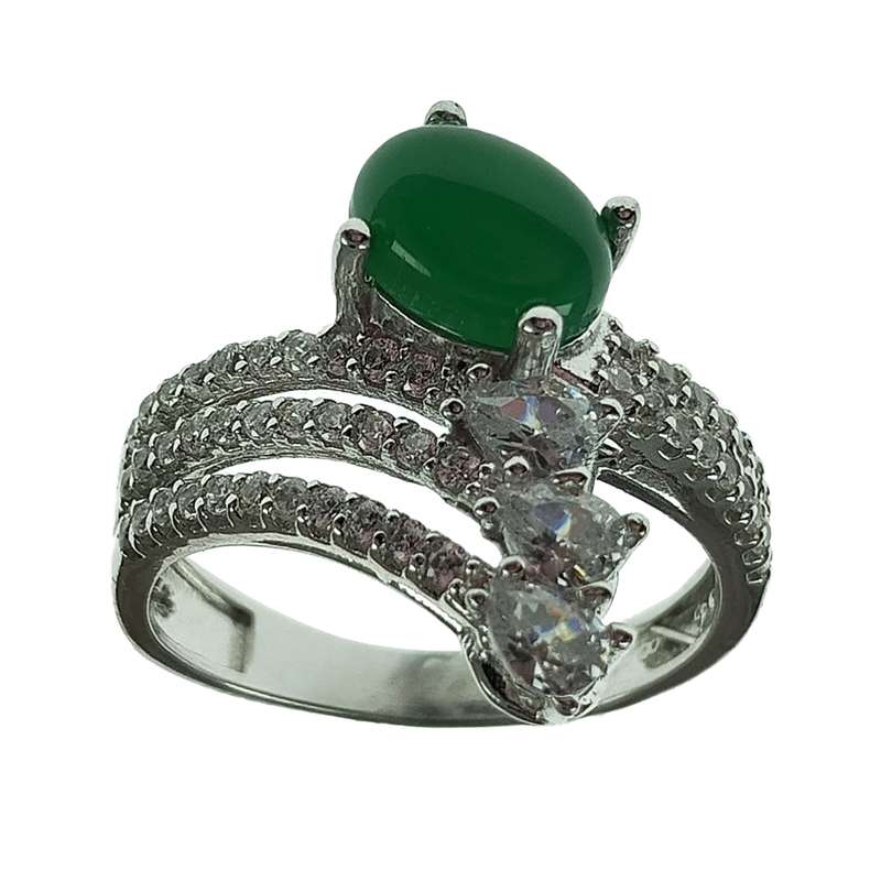 انگشتر نقره زنانه سلین کالا مدل عقیق یشم  کد 136