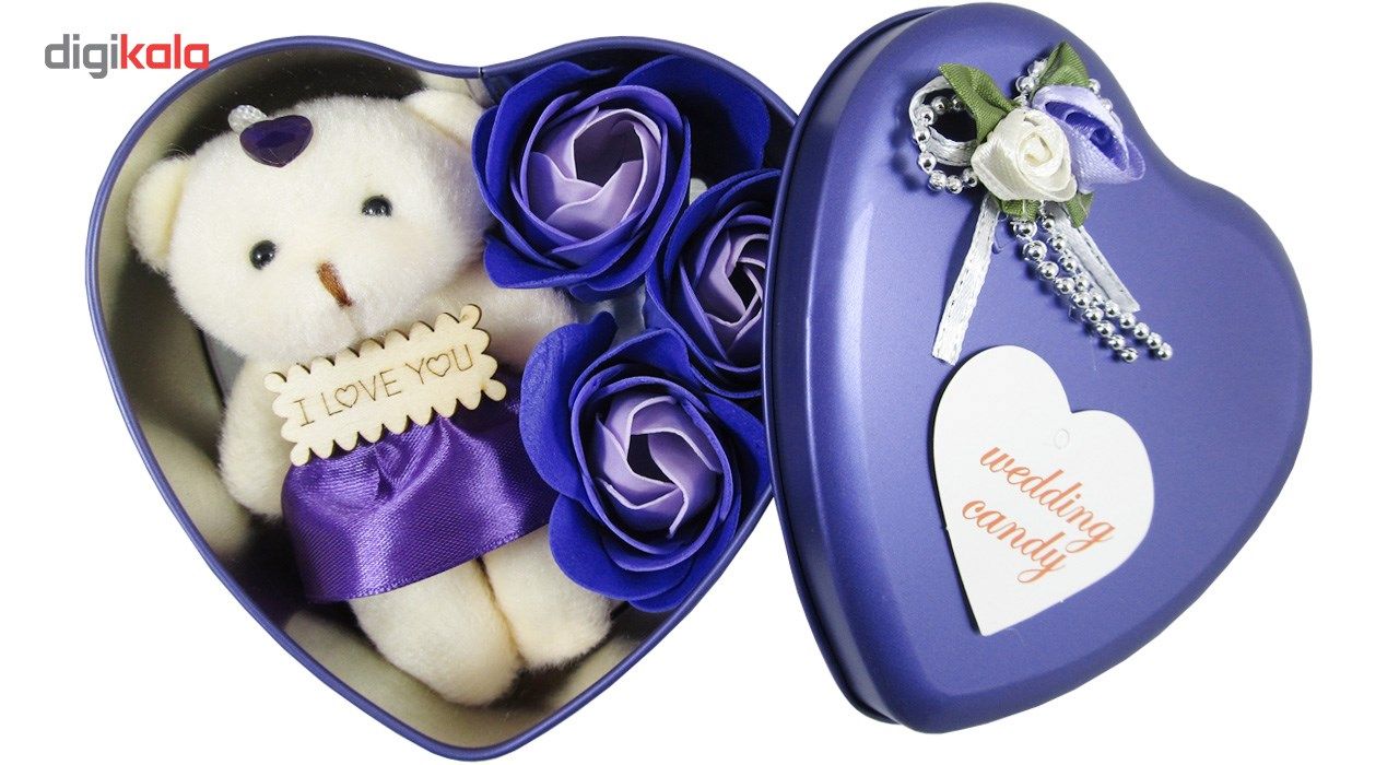 جعبه کادویی گل معطرو عروسک قلبی وسنا مدل LOVE