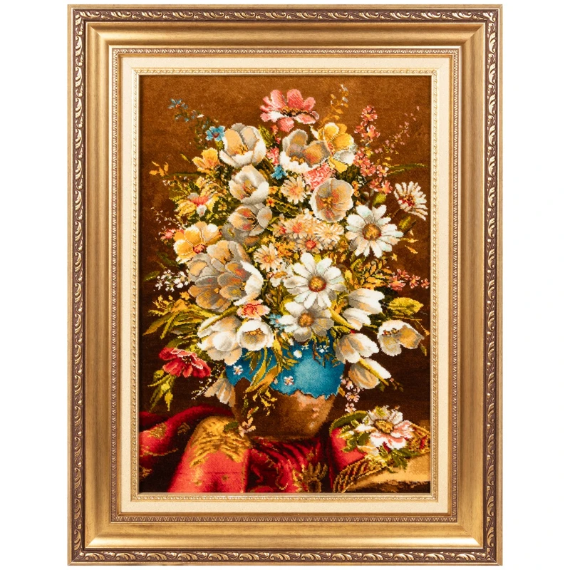 تابلو فرش دستباف سی پرشیا طرح گل در گلدان کد 904173