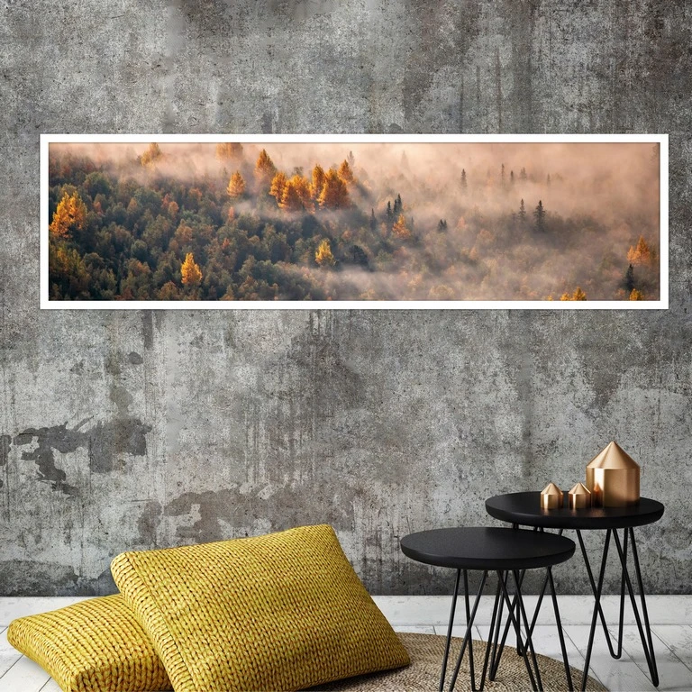 تابلو بکلیت طرح منظره پاییزی جنگل سوزنی مدل W-7529