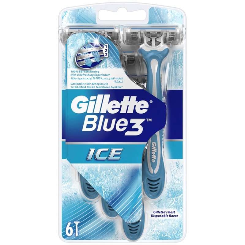 خودتراش 6 عددی ژیلت مدل Blue3 Ice خودتراش 6 عددی ژیلت مدل Blue3 Ice