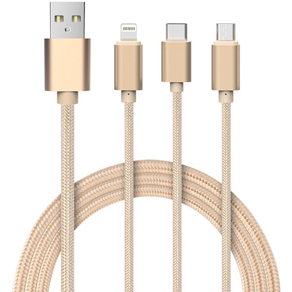 کابل تبدیل USB به microUSB/لایتنینگ/USB-C جی روم مدل S-M320 3 In 1 به طول 1.28 متر کابل تبدیل USB به microUSB/لایتنینگ/USB-C جی روم مدل S-M320 3 In 1 به طول 1.28 متر