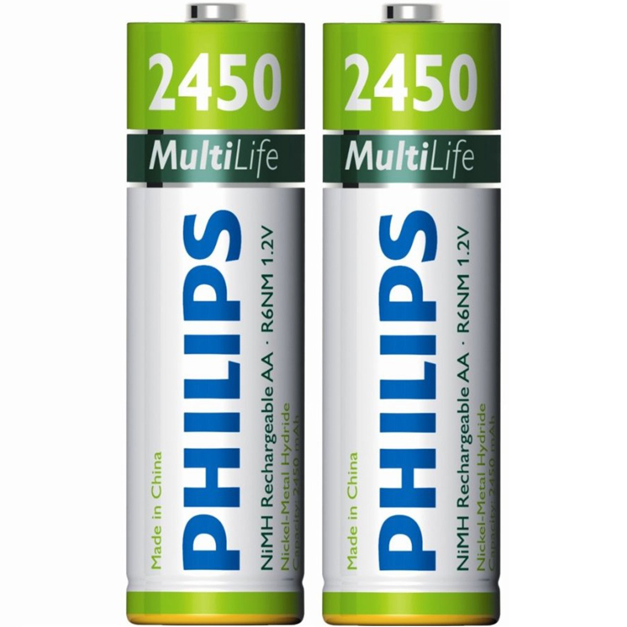 باتری قلمی قابل شارژ فیلیپس مدل MultiLife با ظرفیت 2450 میلی آمپر ساعت بسته 2 عددی