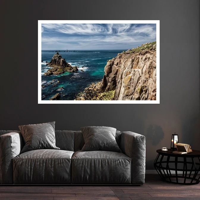 تابلو بکلیت طرح منظره دریا و صخره مدل قاب شاسی W-s9008