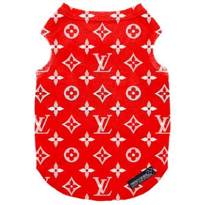 لباس سگ و گربه 27 طرح Louis Vuitton Background Red کد MH382 سایز XL