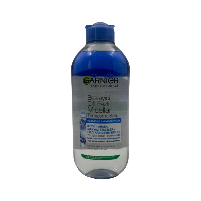 محلول پاک کننده آرایش صورت گارنیه مدل BESLEYICI CIFT FAZLI حجم 400 میلی لیتر