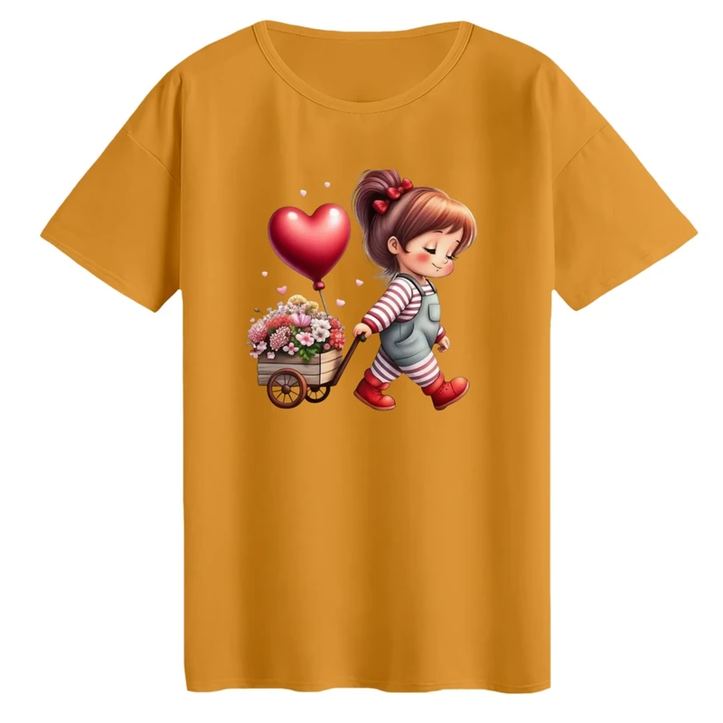 تی‌شرت لانگ آستین کوتاه زنانه مدل دخترک گل فروش