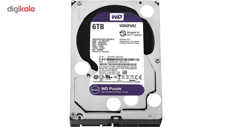 هارددیسک اینترنال وسترن دیجیتال مدل Purple WD60PURZ ظرفیت 6 ترابایت 3