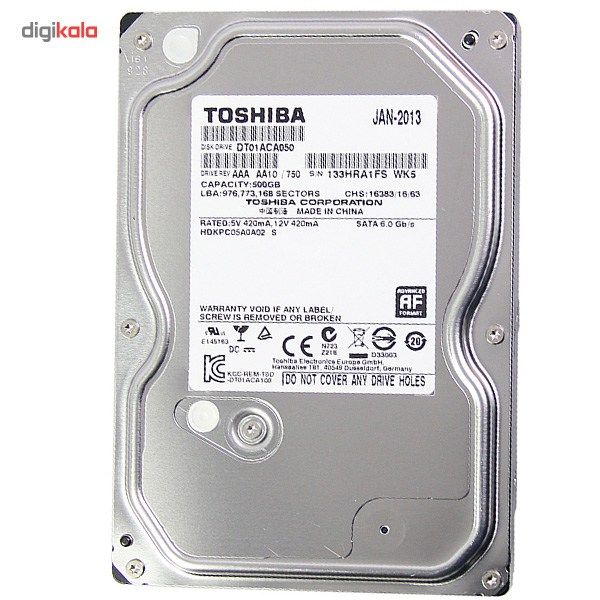 هارد دیسک اینترنال توشیبا DT01ACA050 ظرفیت 500 گیگابایت 32 مگابایت کش main 1 1
