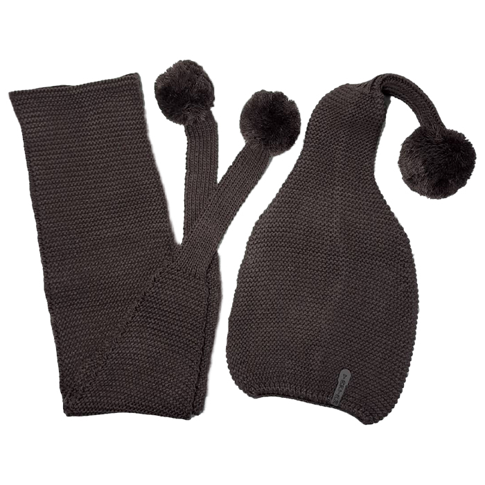 ست کلاه و شال گردن بافتنی بچگانه تارتن مدل 70012 رنگ بنفش تیره