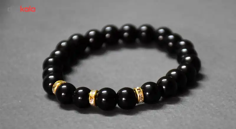 دستبند مهره ای مشکی سی دا طرح مروارید کد 104