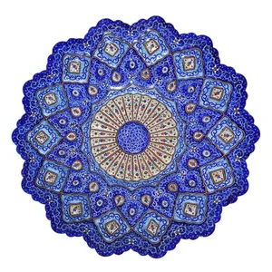 بشقاب مسی میناکاری شده سی دا طرح اسلیمی کد 01057 قطر 30 سانتی متر