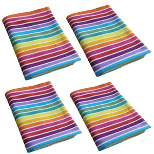 دستمال نظافت خانه و آشپزخانه ویسکوز نساجی دُر هنر یزد مدل rainbow کد 5050 بسته 4 عددی